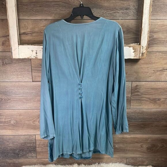 SOFT SURROUNDINGS Womens Rayon Velvet Embroidered Trim Tunic Top Boho Size L(?) - Picture 9 of 11